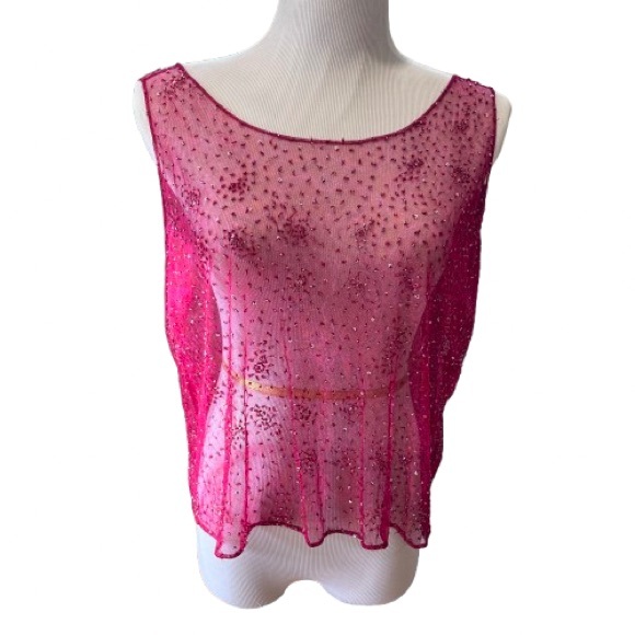 Sleeveless Mesh Top with Embroidery and Sequins - Picture 5 of 8